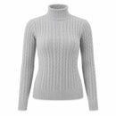 Suéter Feminino Gola Alta em Tricô Trançado para Inverno Ferrazi