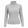 Suéter Feminino Gola Alta em Tricô Trançado para Inverno Ferrazi