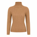 Suéter Feminino Gola Alta em Tricô Trançado para Inverno Ferrazi