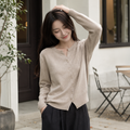 Suéter Feminino de Cashmere Tricô com Botões para Inverno Ferrazi