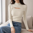 Suéter Feminino de Tricô Canelado com Gola Redonda para Inverno Ferrazi