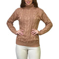 Suéter Feminino de Tricô Gola Alta Trançado Ferrazi