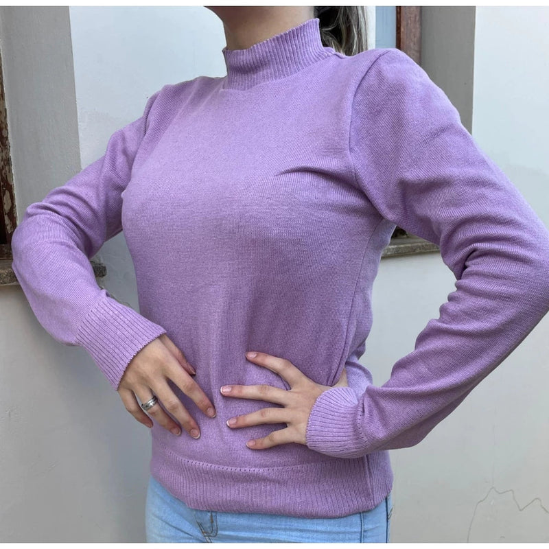 Suéter Feminino de Tricot com Gola Alta para Inverno Ferrazi