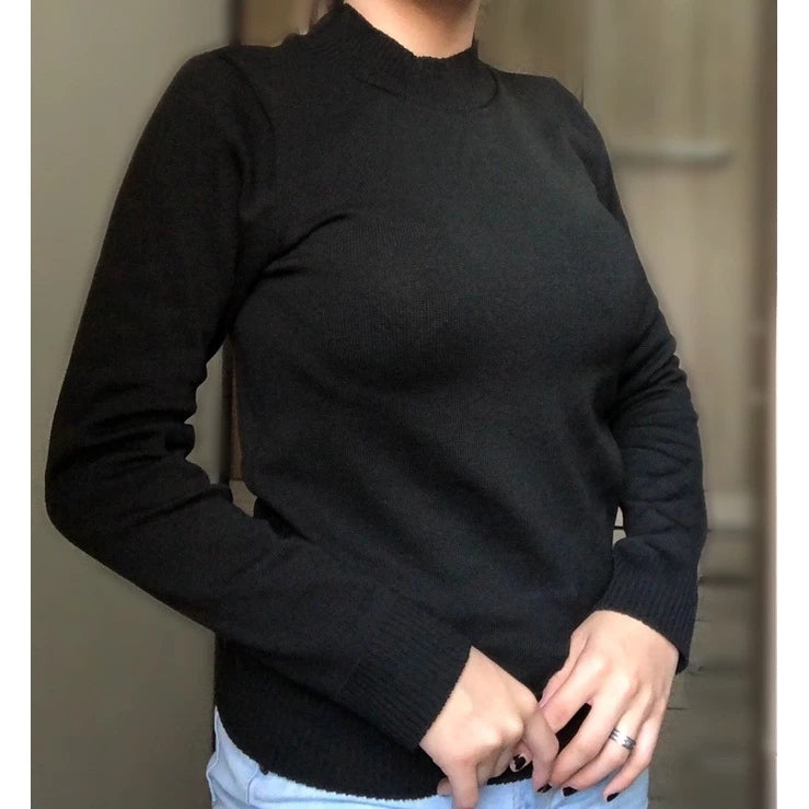 Suéter Feminino de Tricot com Gola Alta para Inverno Ferrazi