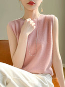 Suéter Feminino sem Mangas de Lã Ferrazi