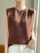 Suéter Feminino sem Mangas de Lã Ferrazi