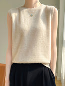 Suéter Feminino sem Mangas de Lã Ferrazi