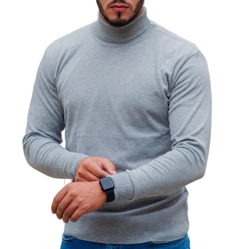 Suéter Masculino de Lã em Tricô Canelado com Gola Alta Ferrazi