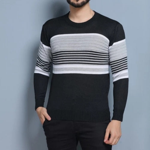 Suéter Masculino de Tricô com Gola Redonda e Manga Longa em Lã Ferrazi