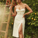 Vestido Feminino Floral Longo com Fenda Ferrazi