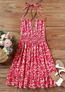 Vestido Feminino Floral de Cabresto com Decote V Ferrazi