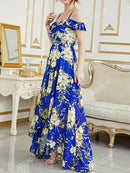 Vestido Feminino Longo Floral Elegante com Fenda Ferrazi