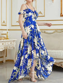 Vestido Feminino Longo Floral Elegante com Fenda Ferrazi