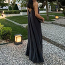 Vestido Feminino Longo de Verão Drapeado com Costas Nua Ferrazi