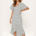 Vestido Feminino Longo de Verão Estampado com Babados Ferrazi