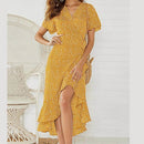 Vestido Feminino Longo de Verão Estampado com Babados Ferrazi