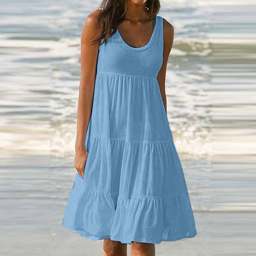 Vestido Feminino Midi Básico Plissado Ferrazi