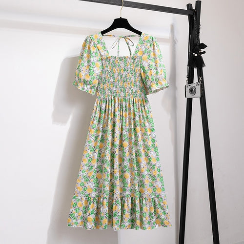 Vestido Feminino Midi Plissado Florido de Verão Ferrazi