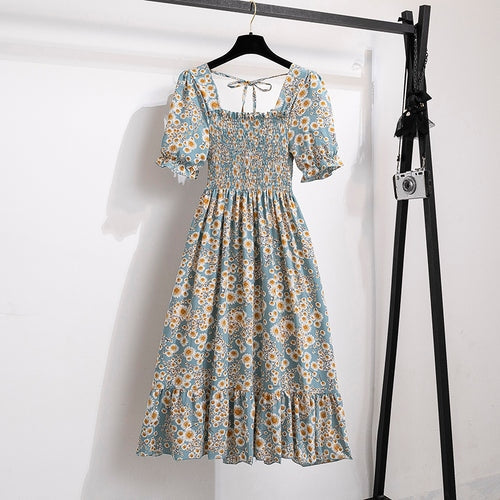 Vestido Feminino de Verão Florido Plissado Ferrazi